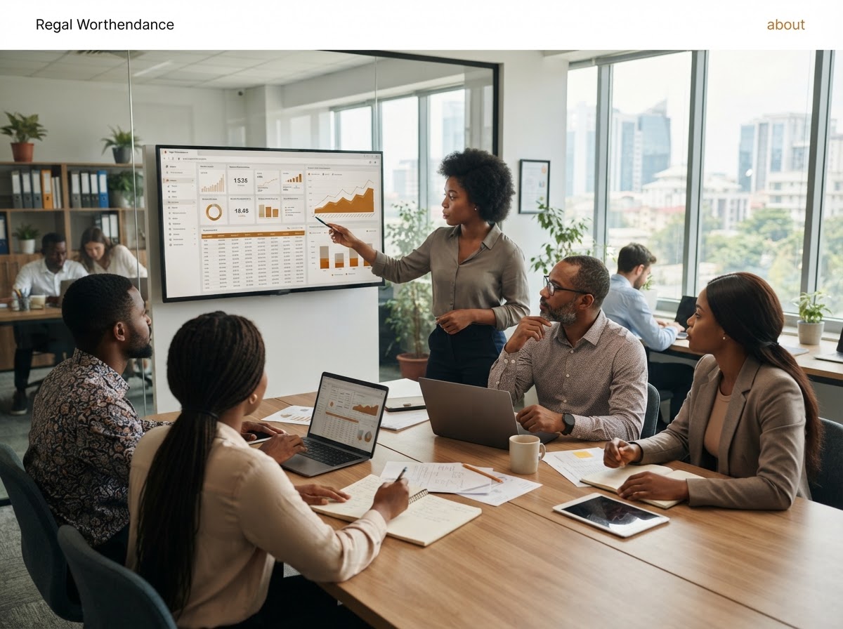 Regal Worthendance analysts reviewing portfolio risk data on a workstation